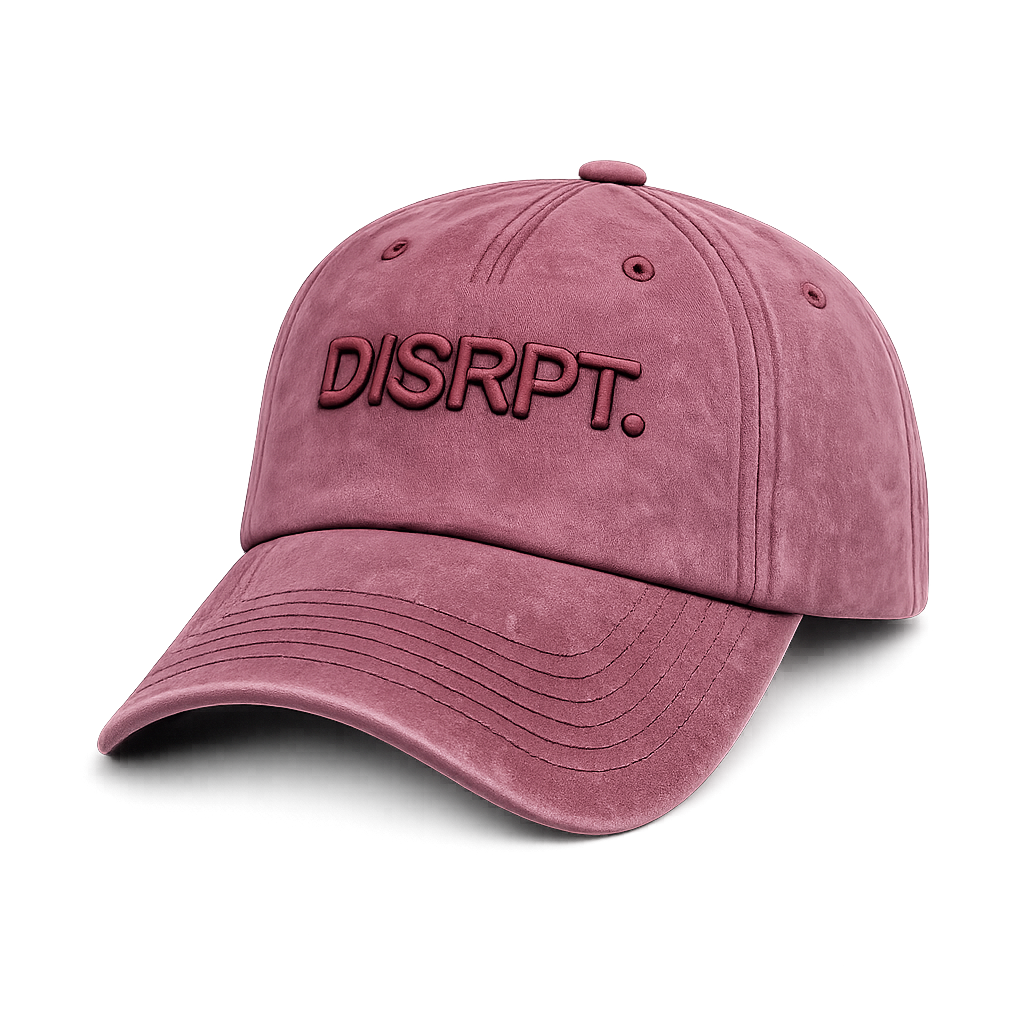 DISRPT burgundy Make Your Mark cap with tonal 3D embroidered logo front view